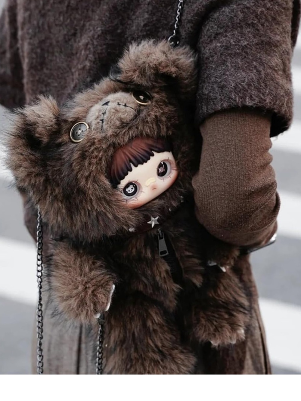 Brand New MAYMEI 400% Rebel Doll Backpack Series Plush -- 🤎🖤 Rebellious 🖤🤎 - Picture 8 of 10